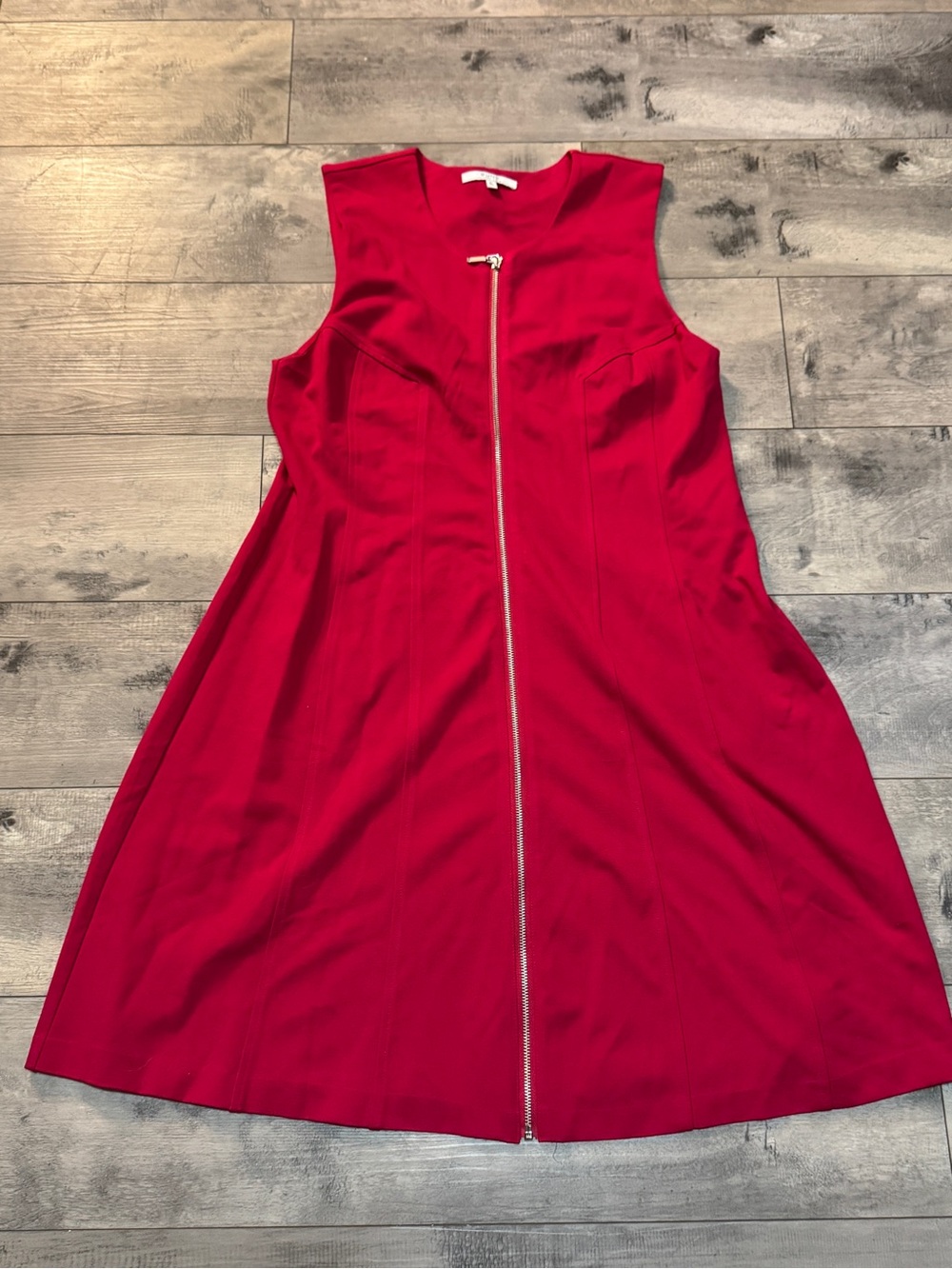 Alfred Sung Hot Pink Zip Front Sleeveless Dress, Size XL